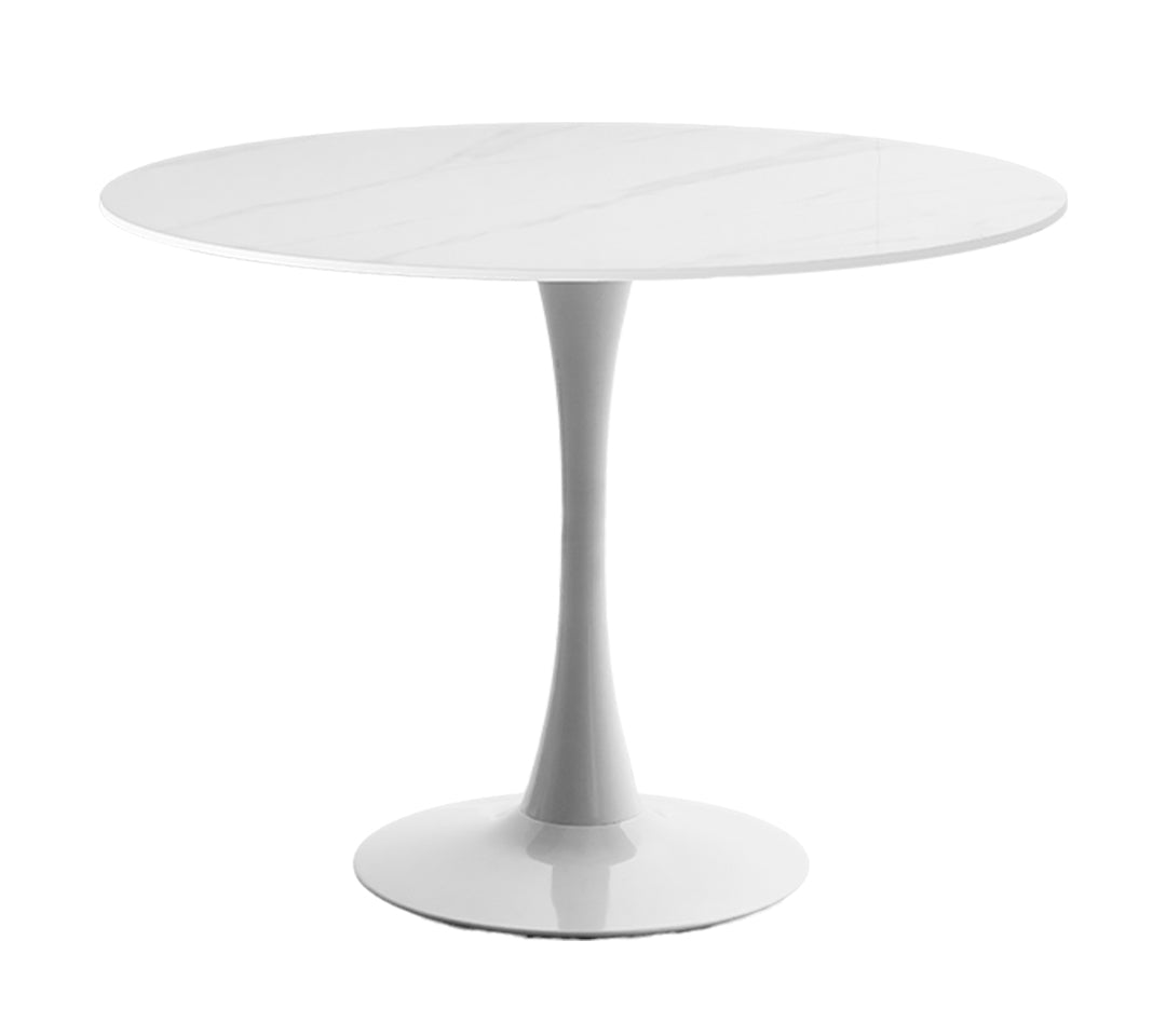 Mesa Redonda Mármol Cerámica Blanco 100X75CM