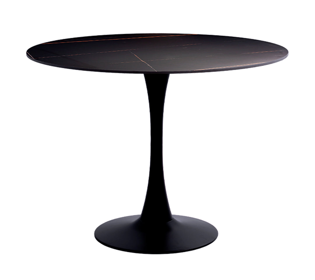 Mesa Redonda Mármol Cerámica Negro 100X75CM
