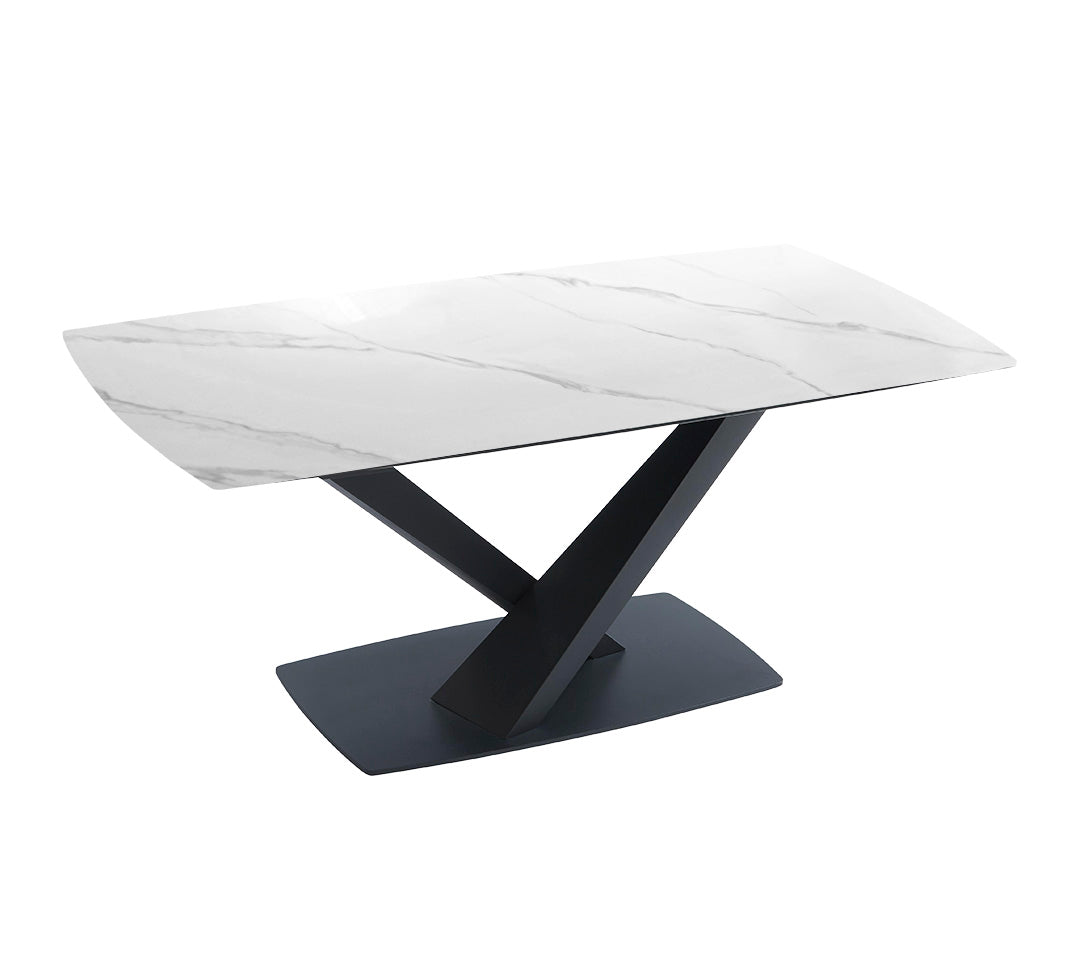 MESA AMSTERDAM MARMOL CERÁMICA BLANCO 140x80x75cm