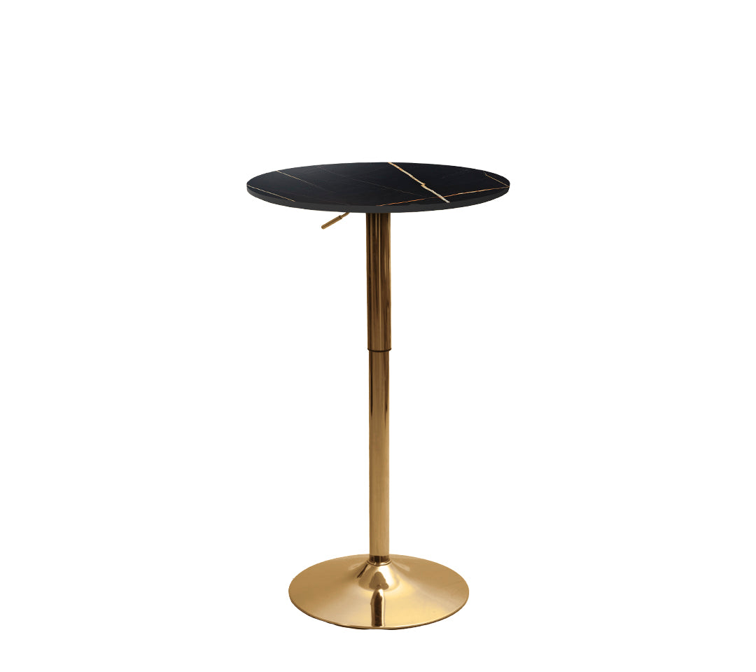 MESA REDONDA MULTIFUN. MARMOL PATAS GOLD 60cm NEGRO