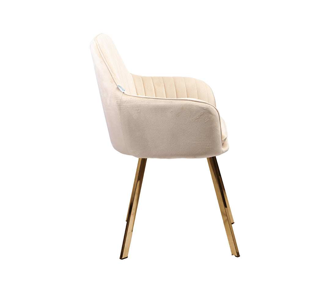 SILLA DE COMEDOR VELVET PATAS GOLD COLOR CREMA
