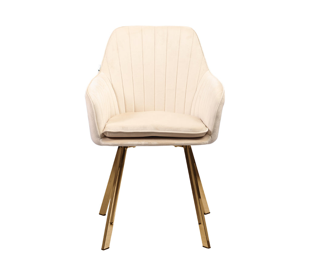 SILLA DE COMEDOR VELVET PATAS GOLD COLOR CREMA