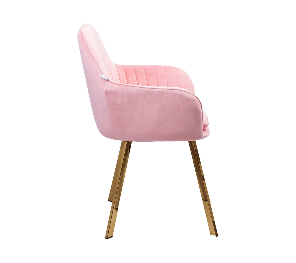 SILLA DE COMEDOR VELVET PINK PATAS GOLD