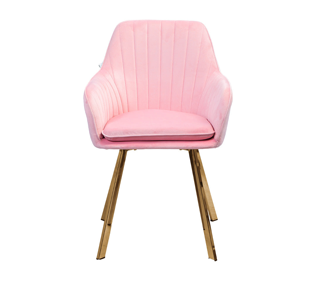 SILLA DE COMEDOR VELVET PINK PATAS GOLD