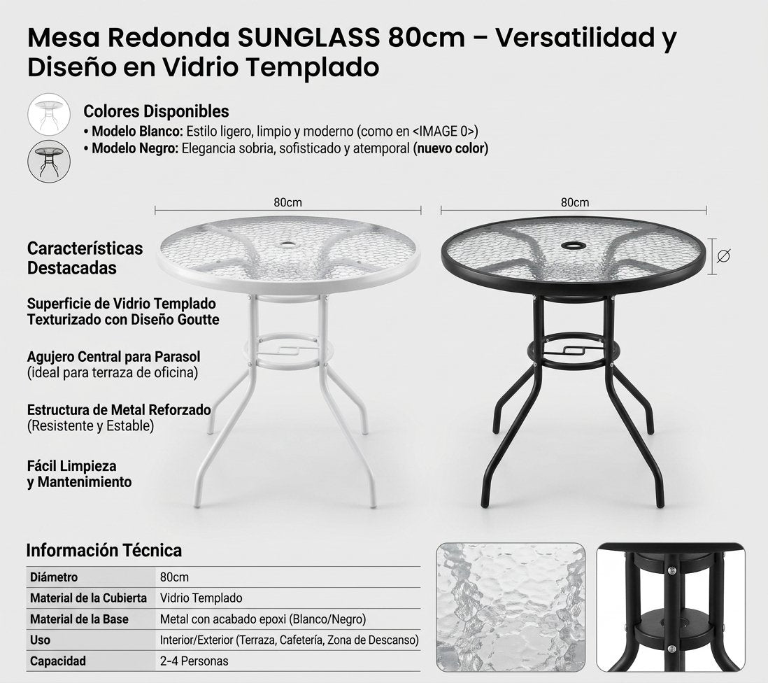 Sunglass Mesa redonda - Glass