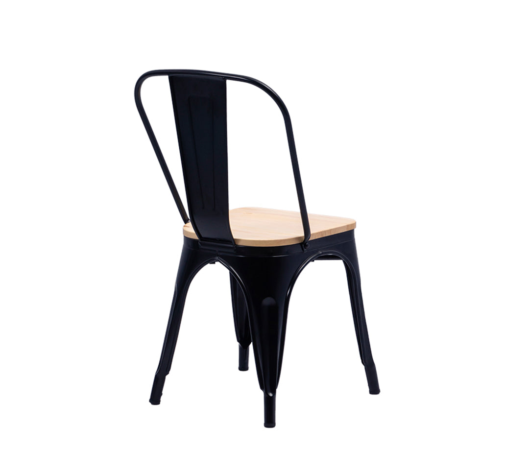 Silla Tolix Negra Asiento de Madera