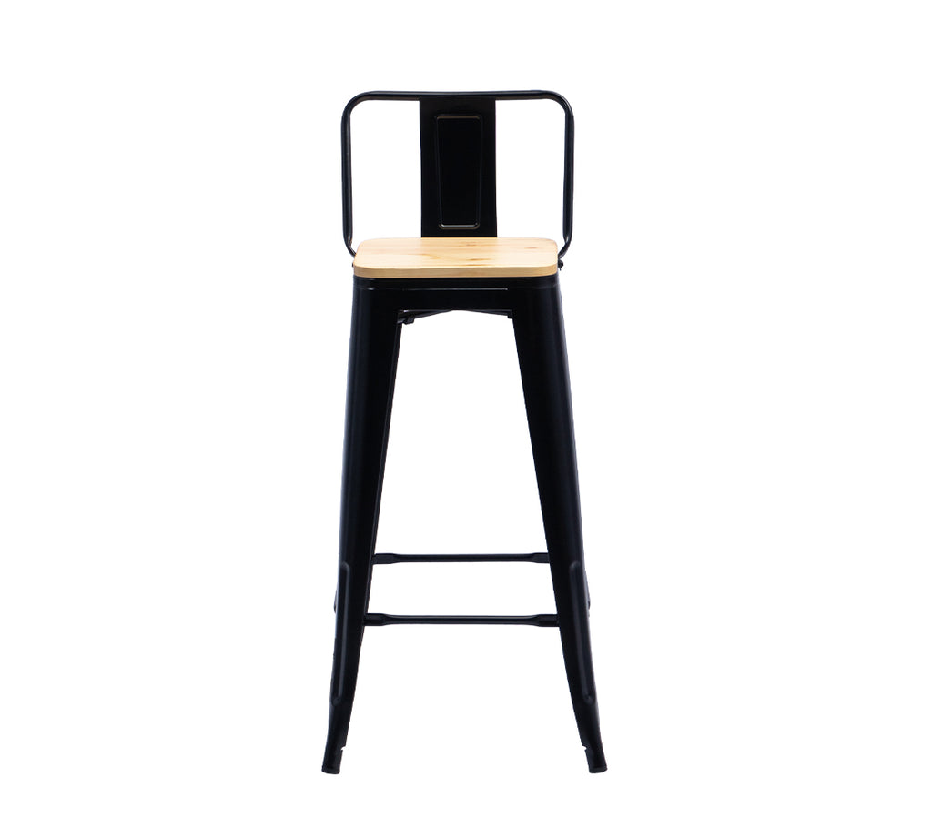 BANQUETA TOLIX NEGRO ASIENTO DE MADERA 76cm
