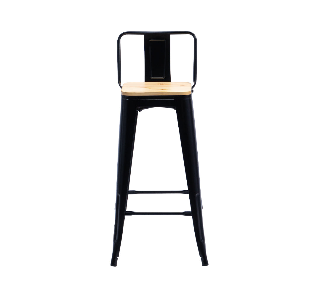 BANQUETA TOLIX NEGRO ASIENTO DE MADERA 76cm
