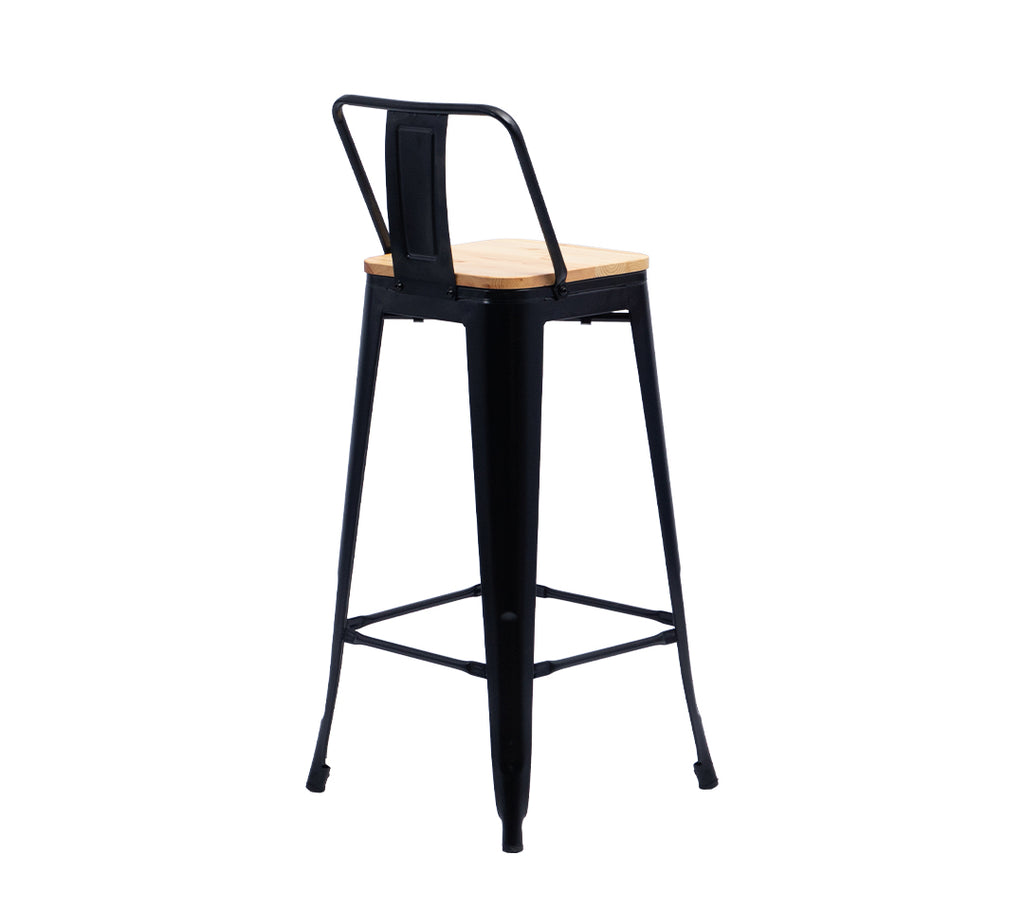 BANQUETA TOLIX NEGRO ASIENTO DE MADERA 76cm
