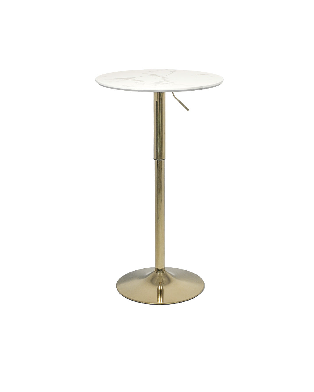 MESA REDONDA MULTIFUN. MARMOL PATAS GOLD 60cm dia. BLANCO