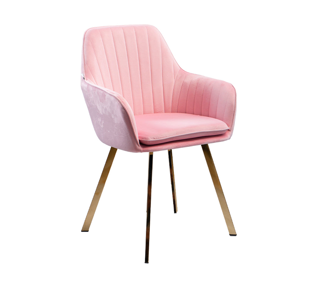 SILLA DE COMEDOR VELVET PINK PATAS GOLD